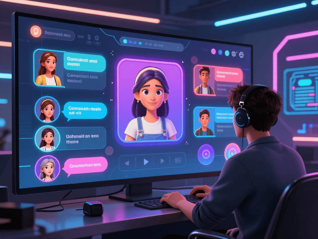 Engaging user experience with porn ai chat featuring interactive AI characters and dynamic visuals.