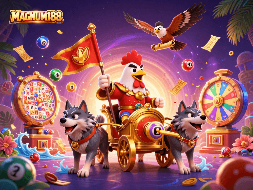 Experience thrilling moments at MAGNUM188 with energetic gaming elements in a vivid celebration.
