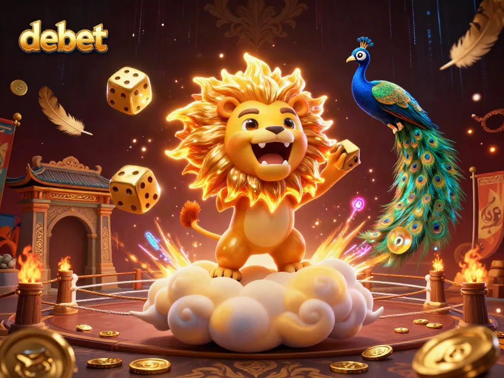 Experience thrilling debet action with a vibrant casino scene featuring animated characters, dice, and engaging gambling elements.