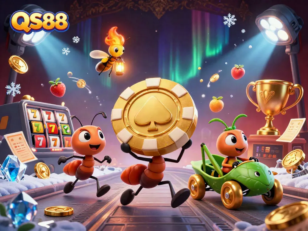Join the action with QS88 as cartoon ants execute a heist carrying a gigantic poker chip.