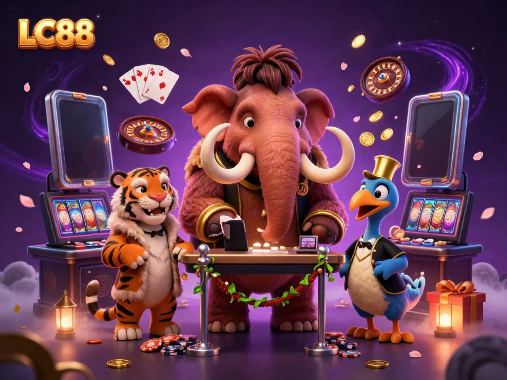 Experience the lively casino atmosphere with LC88, featuring cartoon characters and vibrant gaming elements.