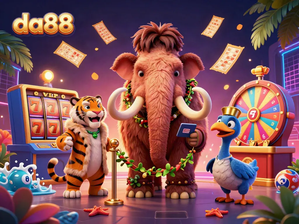 Experience the dynamic energy of da88 casino with vibrant characters and game elements in an exciting setting.