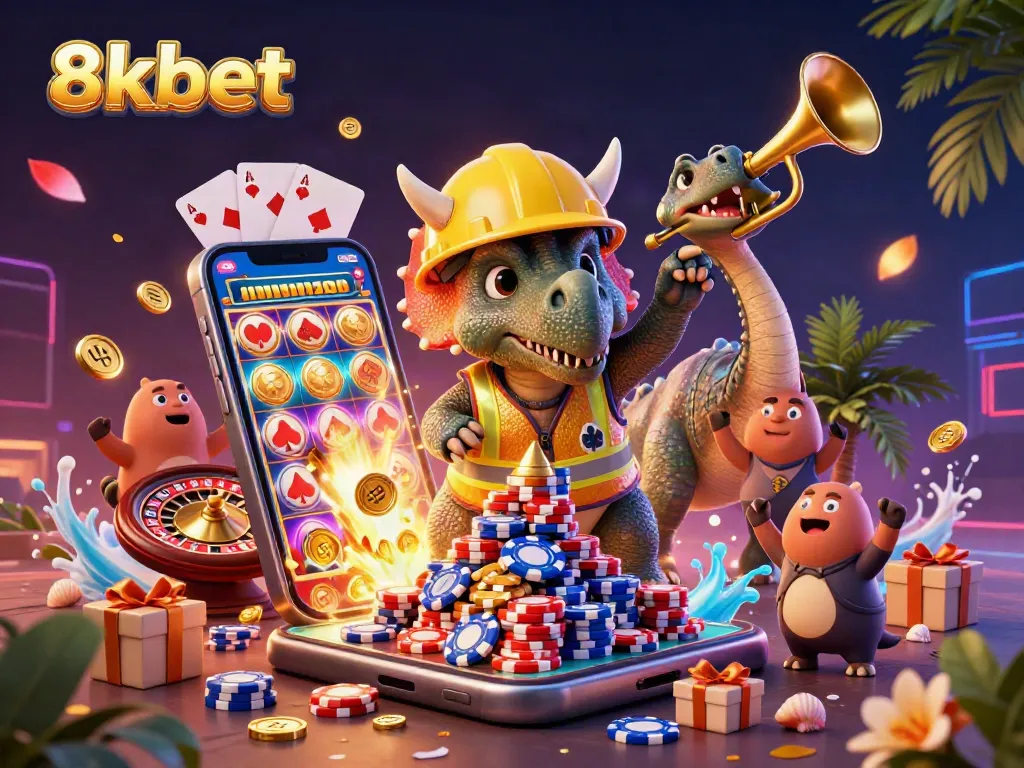 Experience the excitement of 8xbet with vibrant gaming elements in a lively casino setting.