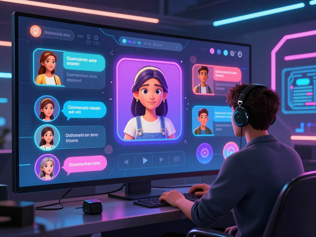 Engaging user experience with porn ai chat featuring interactive AI characters and dynamic visuals.