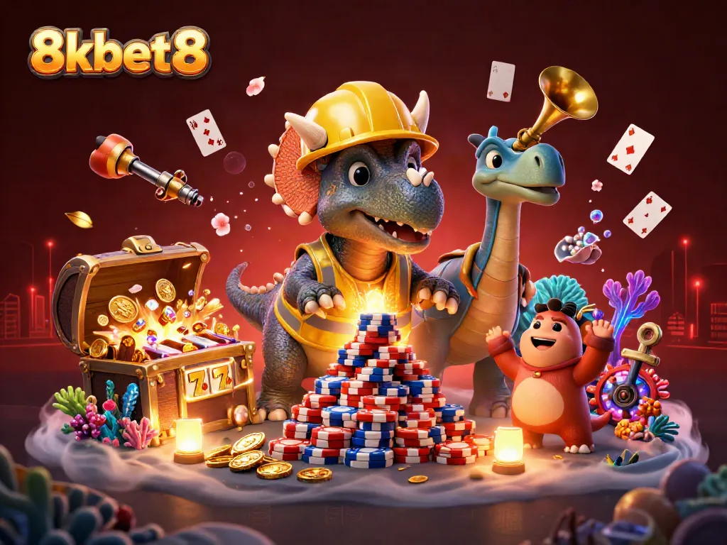 Engage with the exciting atmosphere of 8xbet8 casino featuring dynamic poker elements and vibrant 3D characters.