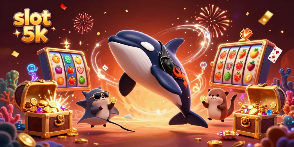 Engage in thrilling gameplay with slot 5k as the orca, stingray, and otters surround jackpot reels and treasure.