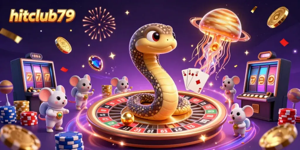 hitclub79 spins the cosmic roulette with vibrant game themes and colorful characters.