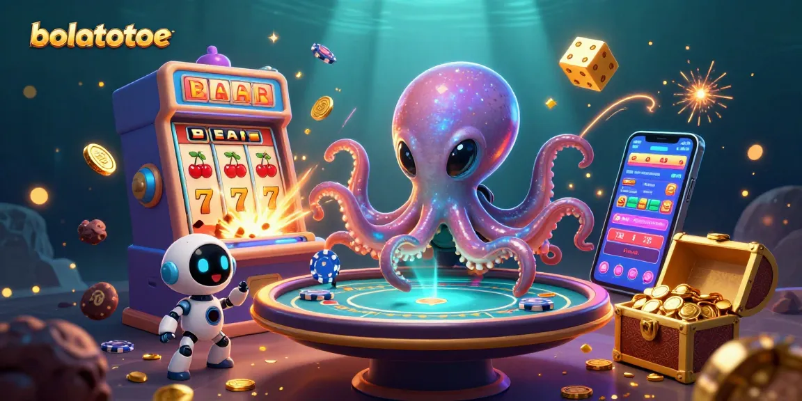 Engage with bolatotoe's thrilling casino setup featuring an alien octopus and dynamic gaming elements.