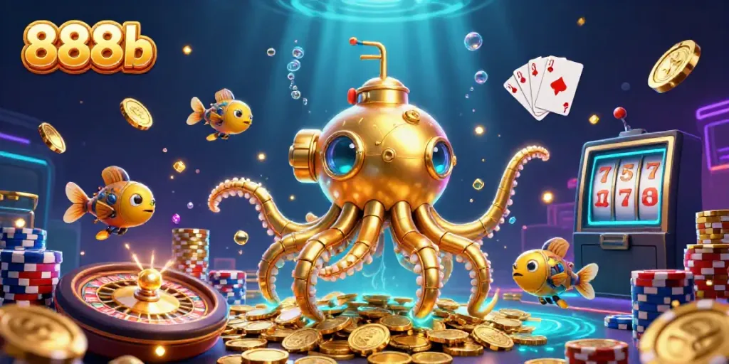 Engage with thrilling 888b moments amidst cascading coins and dynamic casino elements.