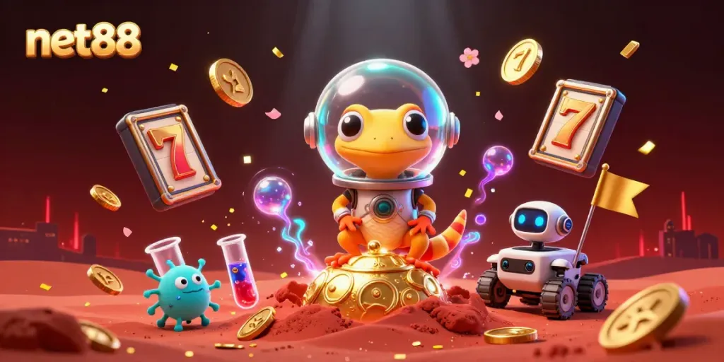 Experience thrilling games with net88's vibrant casino scene featuring dynamic characters and action.
