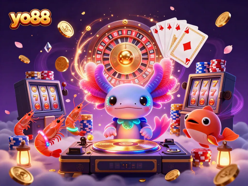 Experience the thrill of yo88 with vibrant casino characters, coins, and game elements
