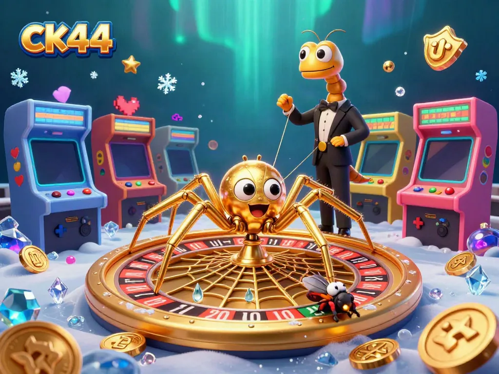 Engage in thrilling gameplay with ck44’s vibrant casino-themed illustration featuring unique characters and casino elements.
