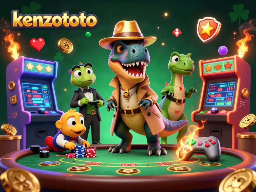 Experience thrilling games at kenzototo featuring the clever velociraptor at a blackjack table.