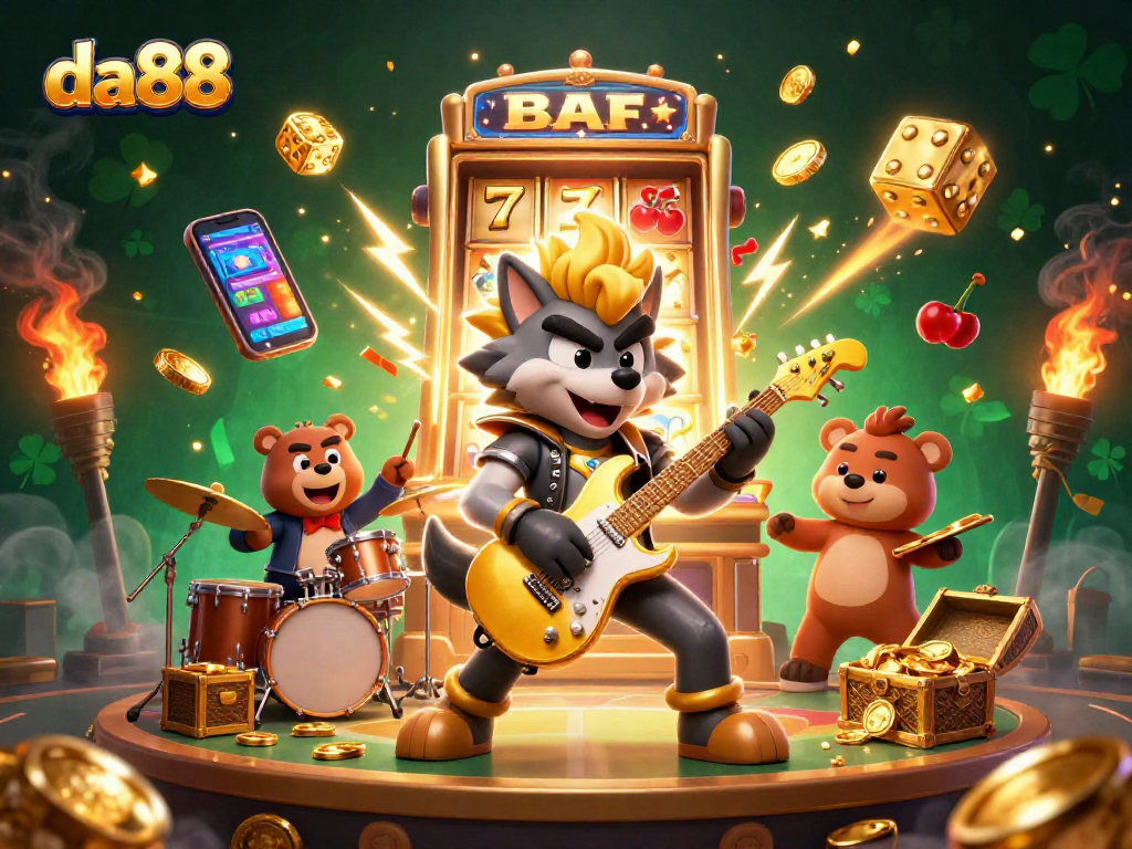 Experience da88's thrilling slot jackpot excitement with vibrant 3D characters and game elements.